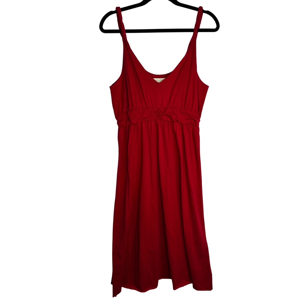NWT Lord & Taylor Red 100% Cotton Sleeveless Casual Babydoll Dress Sz L Holiday